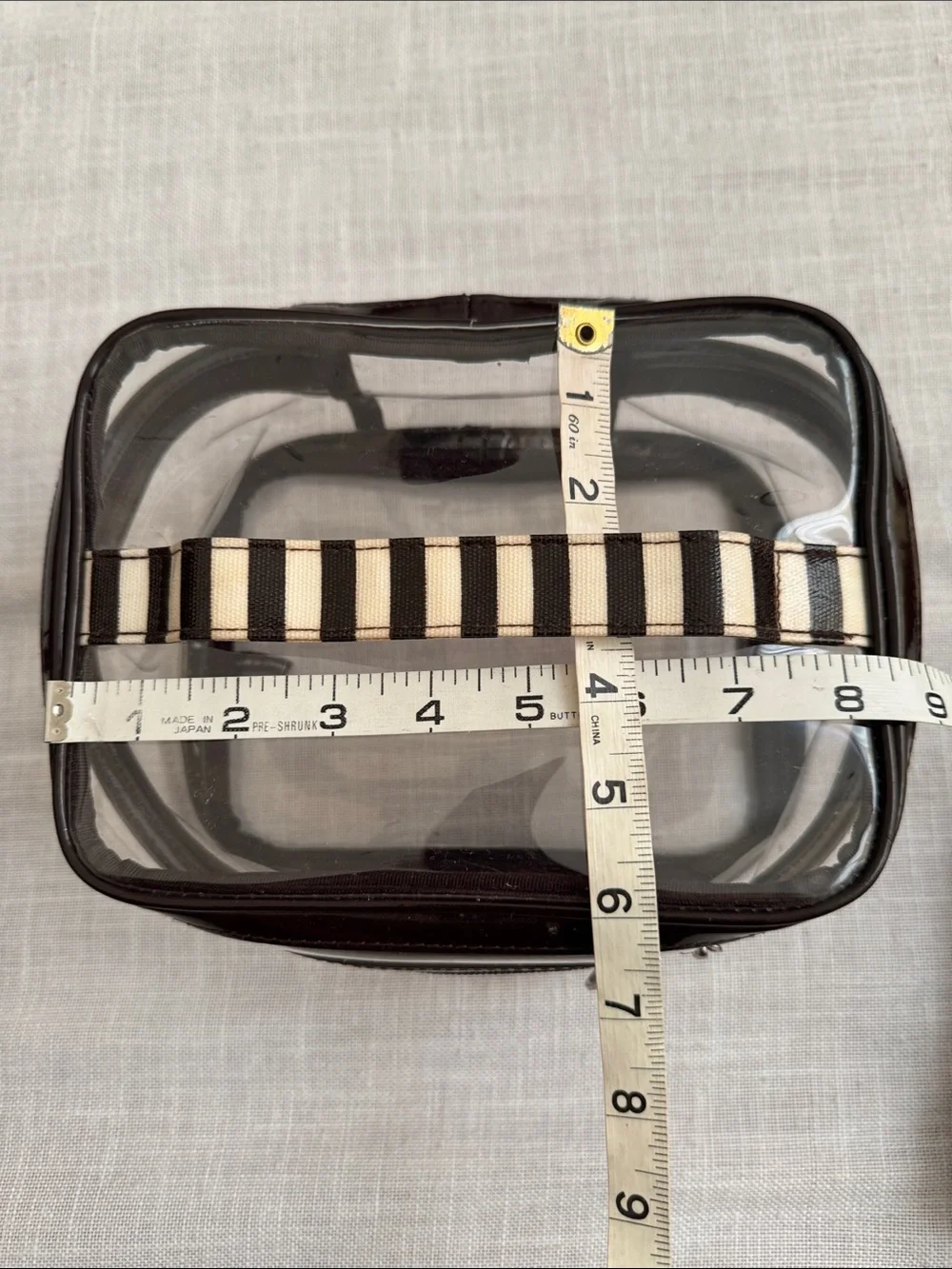 Vintage Henri Bendel Striped /Monogram and Clear Travel Cosmetic Bags - Set of 3